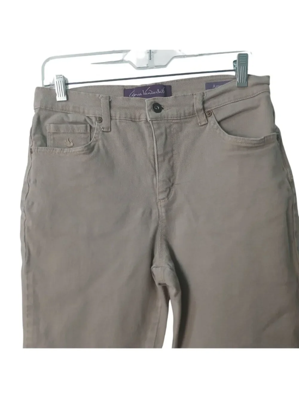 Gloria Vanderbilt Amanda Petite 8P Tan Pants 98% Cotton 2% Spandex #N-25 - Picture 11 of 12